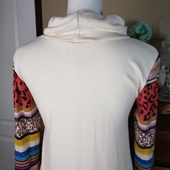 Soft Cream Button Mock Turtleneck Sweater Top womens S Small Blouse Pullover - Picture 6 of 8